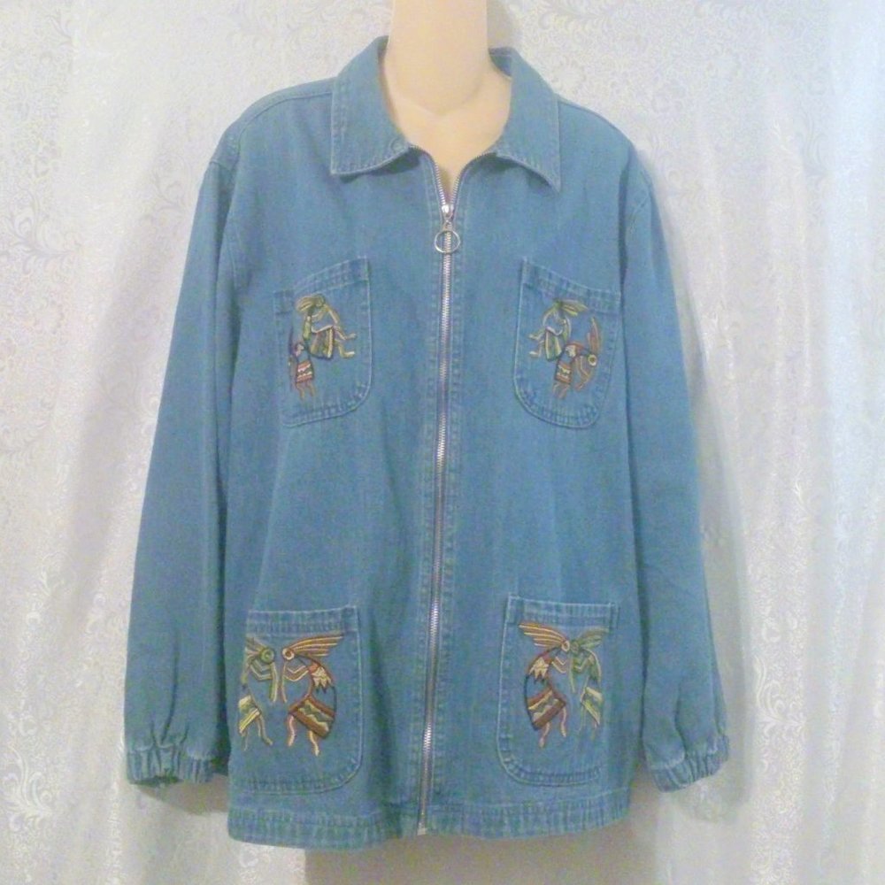 Passion I Kokapelli Embroidered Denim Jacket *